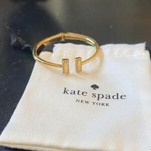 Kate Spade Gold Hinged Bracelet With Crystal Accents